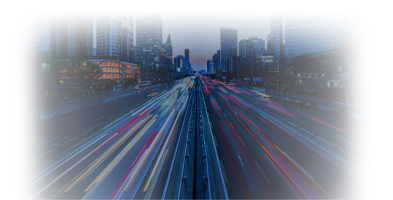 City highway with flowing traffic